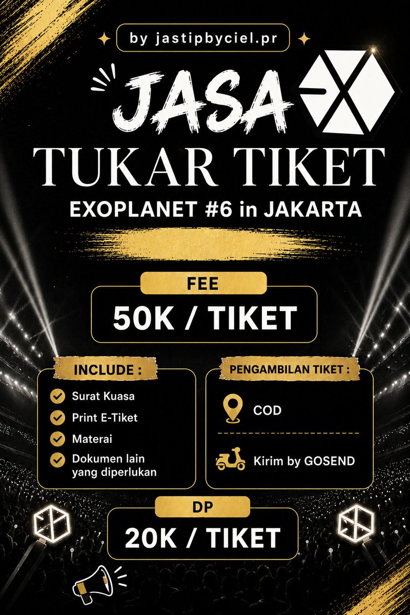 lnf14_'s tweet photo. ✨Open Jasa Tukar Tiket Konser✨
     ~    EXO Planet 6 [EXhOrizon]    ~

💸 50k/tix
✅ Bisa DP 20k/Tix atau fullpay
✅ Incl all (surat kuasa, materai, dan print dokumen)
✅ Data privacy aman
✅ COD/Gosend

🔗 https://t.co/zFUF2Dbnbp

jastip tuker wristband wb gelang IA ep6 jkt https://t.co/6MEDlo7dPk