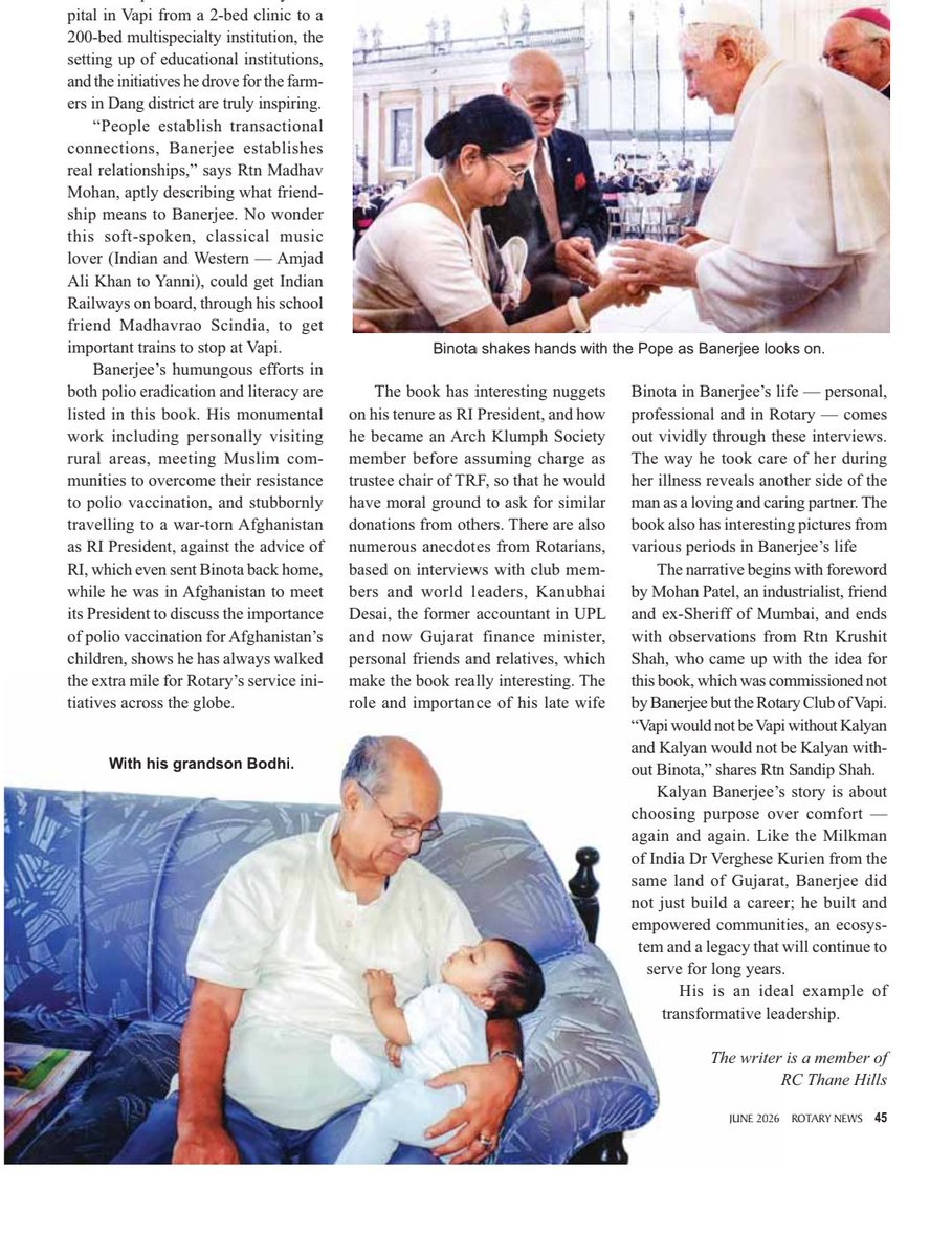 RCThaneHills's tweet photo. Past Rotary International President Kalyan Banerjee's biography's review by our Past President Atul Bhide in Rotary International's offcial Regional Magazine Rotary News June issue, a matter of pride for our Club. @Rotary @JohnHewko @bhideatul @UPLLtd
https://t.co/9pc6QUlM6F https://t.co/cIpYzRy2ob