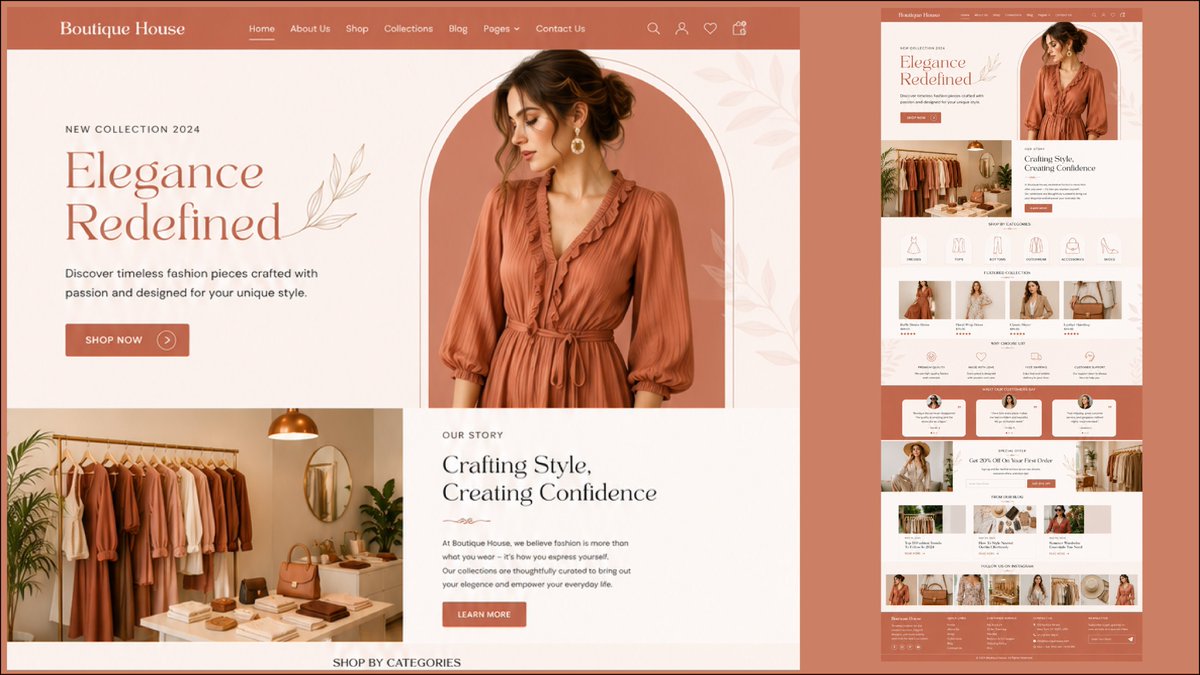 webtixaa's tweet photo. Boutique House ✨

A premium e-commerce landing page designed for modern fashion brands. Clean, elegant, and built to create a seamless shopping experience that drives conversions.

#WebDesign #EcommerceDesign #FashionWebsite #UIUXDesign #LandingPage #Webtixa https://t.co/64MVBxZ0jf