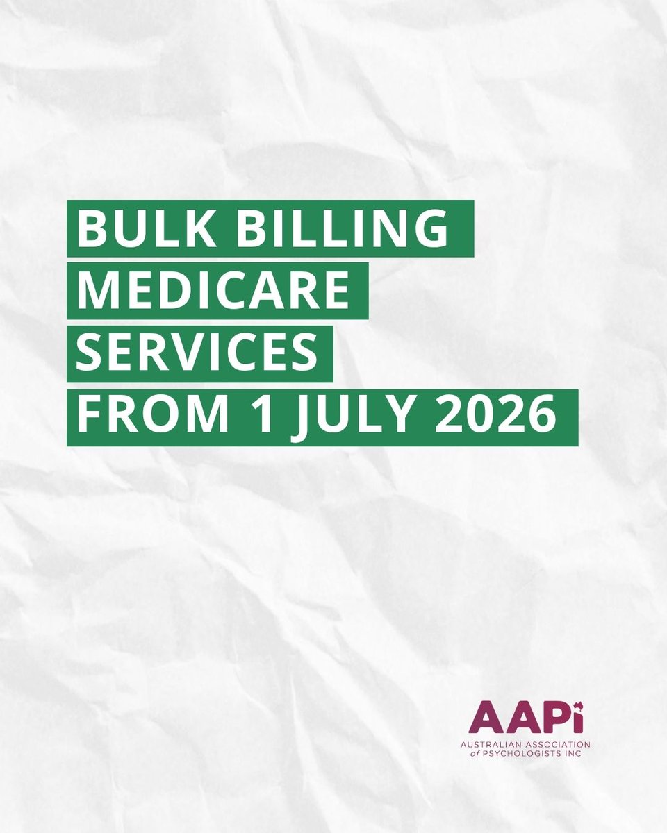 APsychologists's tweet photo. The Department of Health, Disability and Ageing has confirmed that the modernised Assignment of Medicare Benefits requirements, commencing 1 July 2026, will apply to psychologists providing bulk-billed services in private practice.

AAPi Member update:  https://t.co/RhbxLhG2NQ https://t.co/F9XUdU0umb