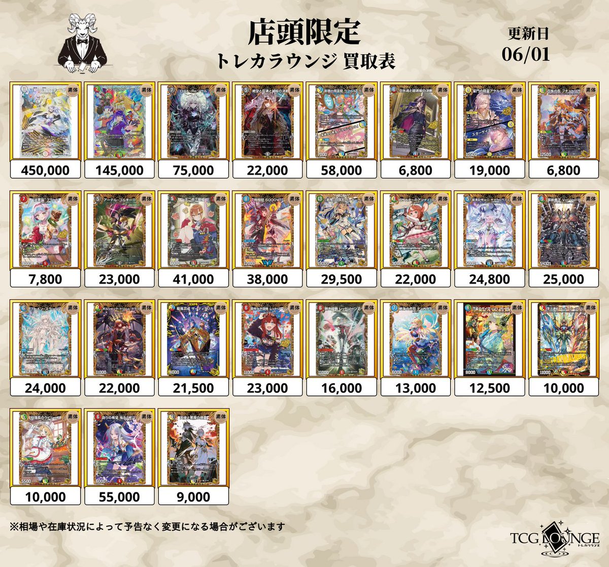 DM(デュエルモンスターズ)買取表