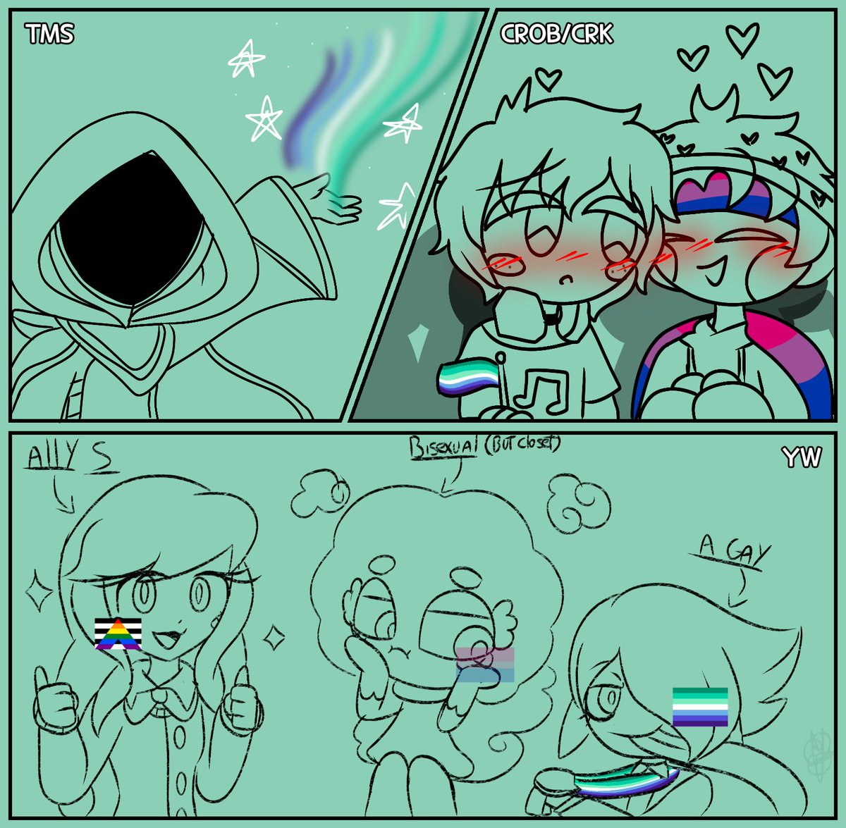 YaizaWorld10's tweet photo. Happy Pride Month 🏳️‍🌈🌈✨

I couldn't choose which fandom, so I chose my mains so far

#pridemonth #cookierunoc #cookierun #yumeship #fancharacter #yokaowatch #fanoc #ocxcanon #crossover #originalcharacter #crob #cookierunovenbreak #crk #themaskedsinger #maskedsingerVTM https://t.co/gFlp3BXqno