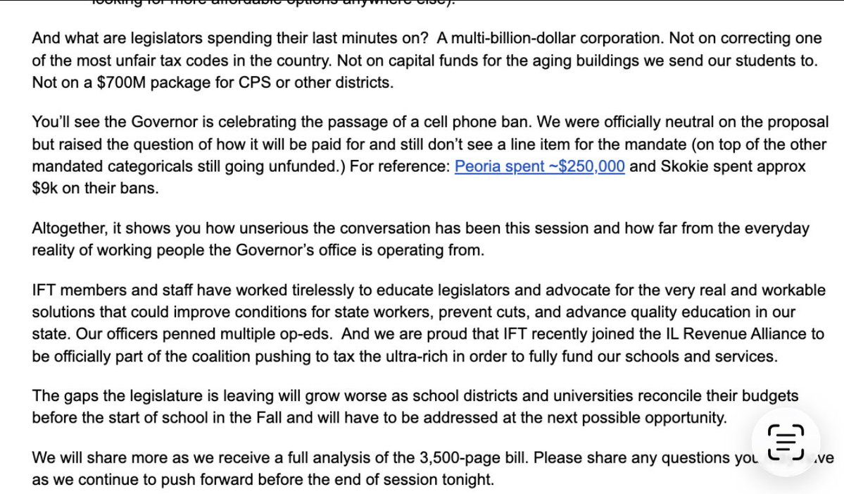 tahmanbradley's tweet photo. Despite the budget increasing K-12 education funding by $350 million, the Illinois Federation of Teachers is still unhappy.

This memo was shared with its executive board tonight. https://t.co/FMyU6qdZCM