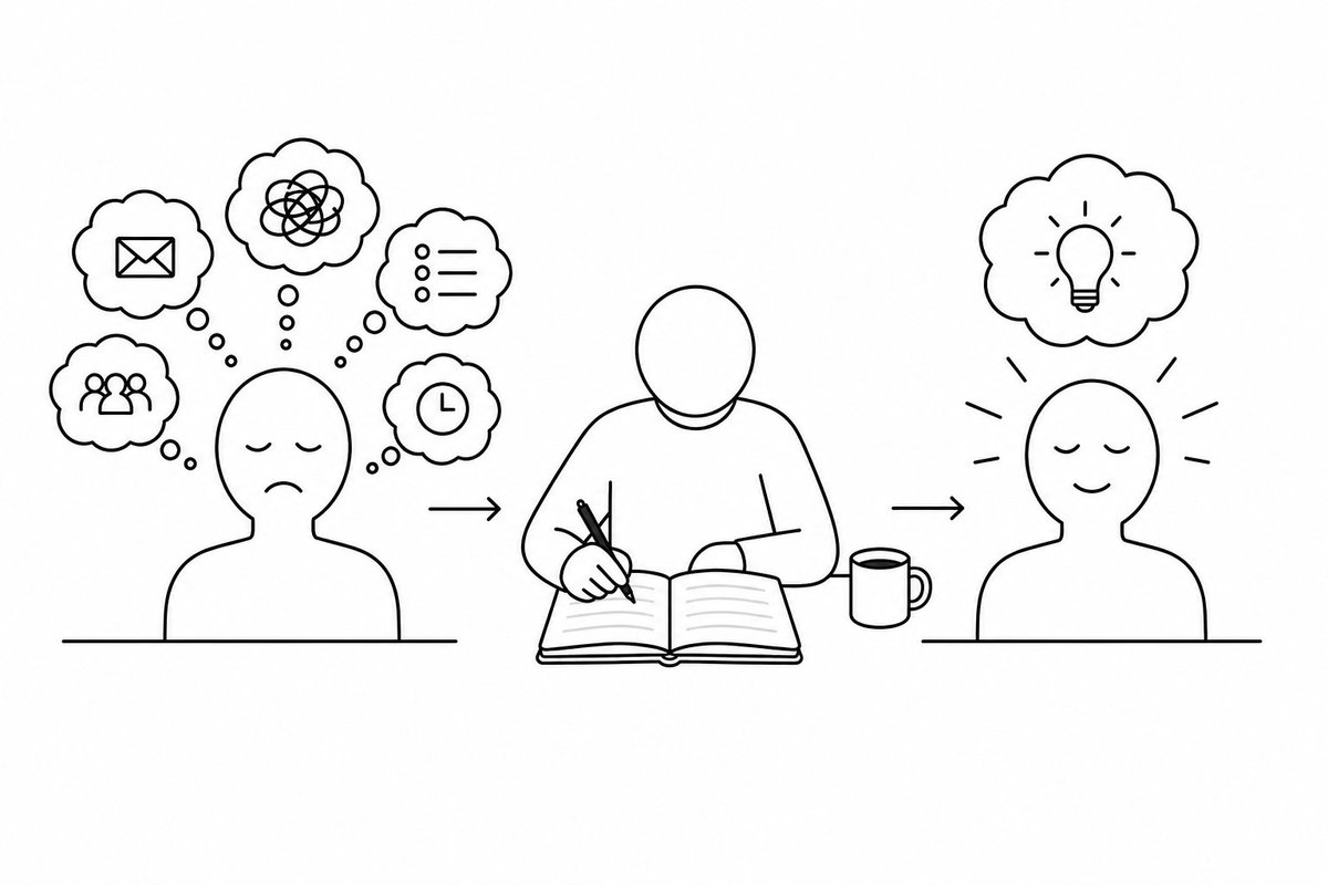Daily_Journaler's tweet photo. You don't need more productivity tips.

You need less mental clutter.

Writing it down cleans it out. https://t.co/4fCVpDB99g