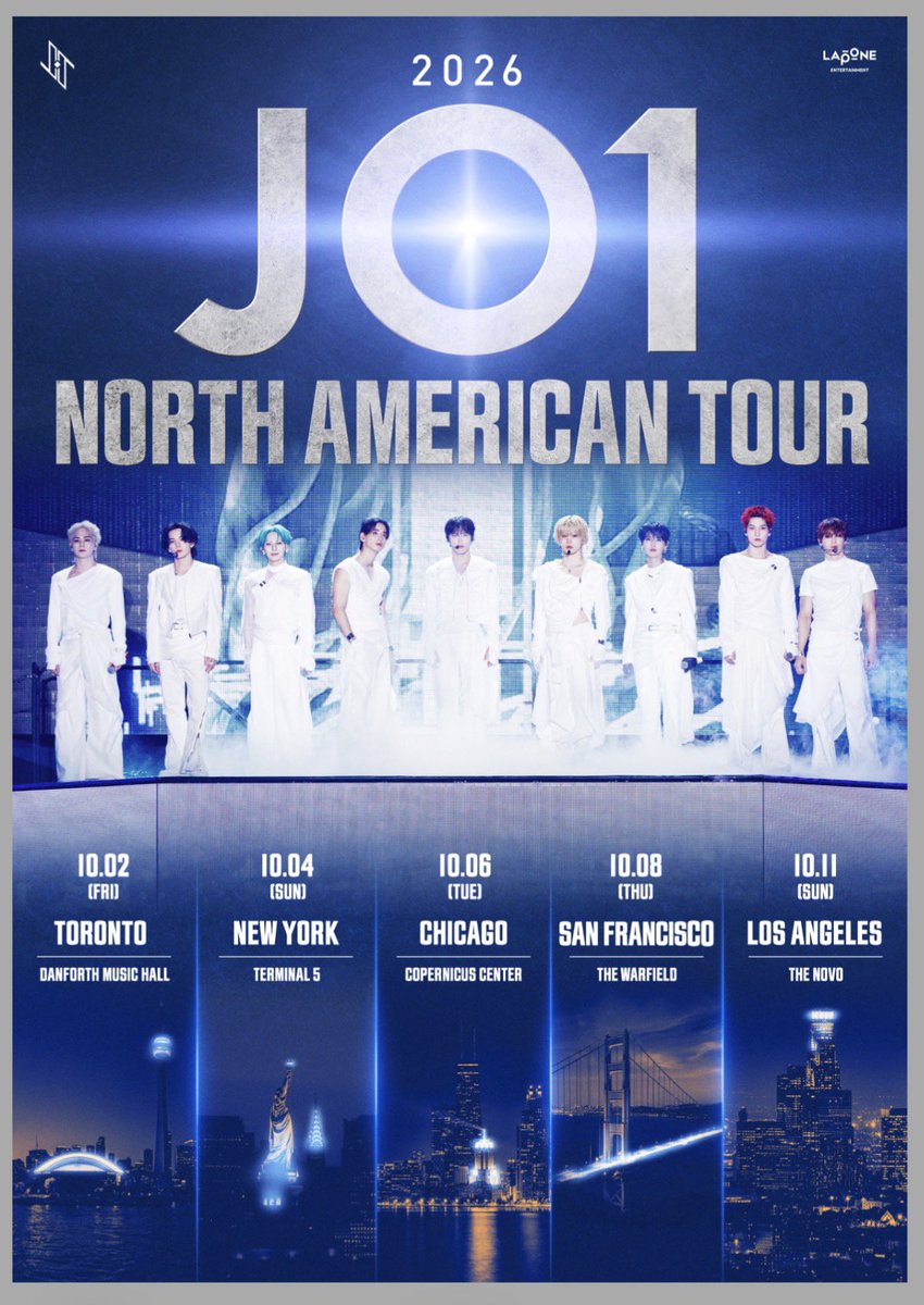 JAMHouseClub's tweet photo. The venues for the JO1 NORTH AMERICAN TOUR 2026 have now been announced on a newly created website!

Tickets will be available:

🗓️: June 5th (Fri) 9 AM PT / 12 PM ET

🔗: https://t.co/i8FaXHBNEX

#JO1 @official_jo1 #JO1_in_NorthAmerica #JO1USA2026 https://t.co/XU8yq0tqB9