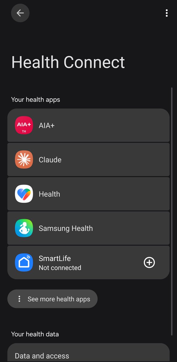 Sweetpie314's tweet photo. ถ้าเป็นพรี่ Android จะมีสิ่งที่เรียกว่า "Health Connect" ของระบบ ที่แต่ละแอปสามารถแชร์หรือดึงข้อมูลสุขภาพส่วนกลางได้ ดังนั้น สมมติใช้ Galaxy Watch ของ ซซ ก้ให้ Google Health อ่านข้อมูลได้ แต่จะใช้ข้อมูลตามที่มี (อย่างในรูป G. Health บอกไม่สามารถอ่าน Sleep Score จาก 3rd party ได้) https://t.co/RpBAPQ8FGu
