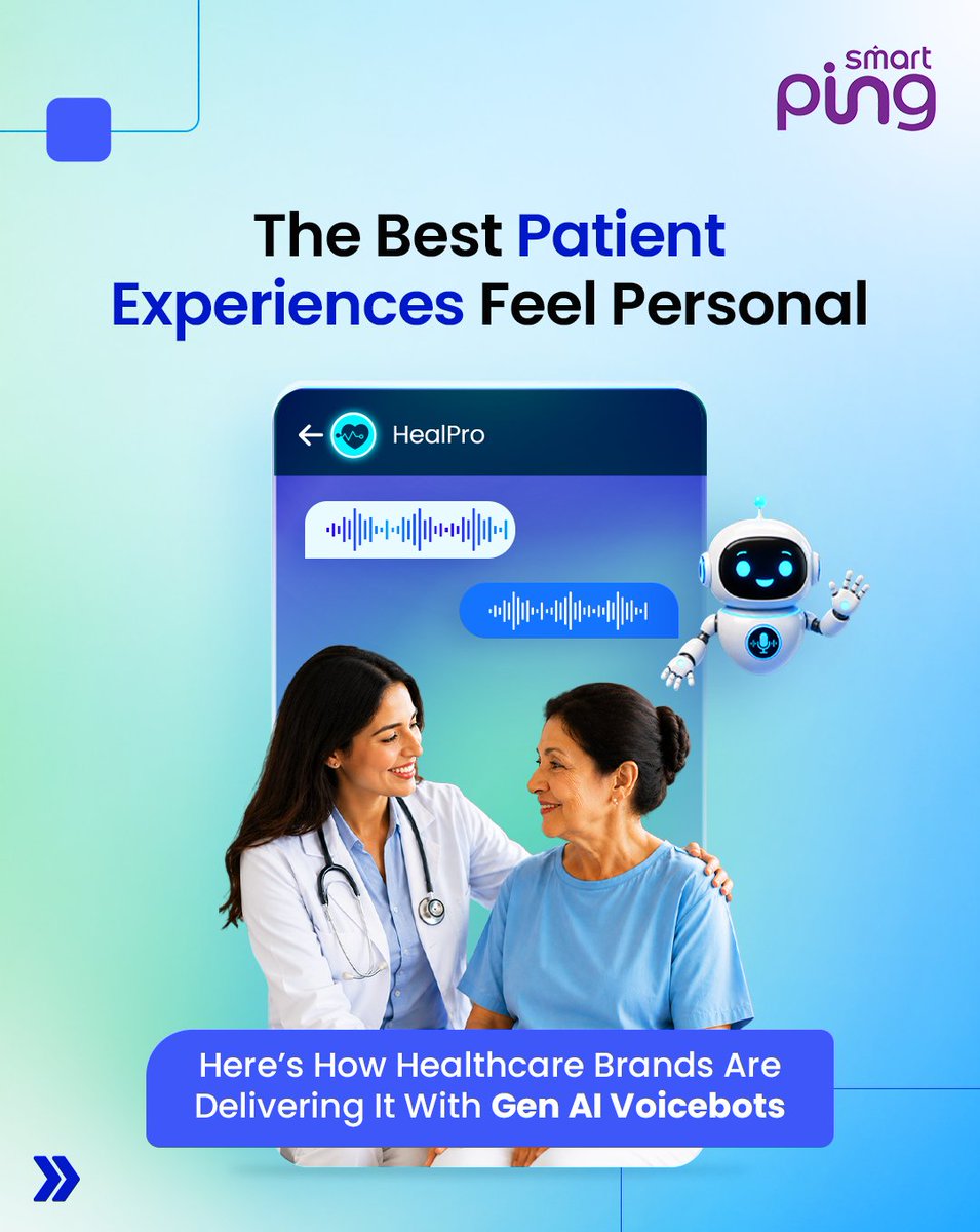 smartpingindia's tweet photo. Modern patient care needs modern support.

Gen #AI Voicebots help healthcare organizations reduce support bottlenecks, automate workflows, and deliver faster, seamless patient assistance at scale.

#Smartping powers human-like #healthcare conversations.

hello@smartping.ai https://t.co/nDEuVdYX3h