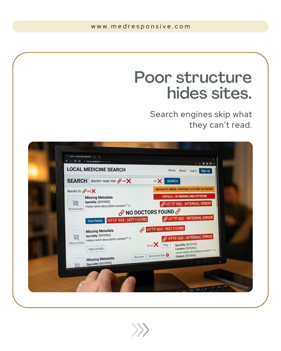 med_responsive's tweet photo. Patients search first, choose second. If your clinic isn’t visible, they move on. Healthcare SEO services at MedResponsive makes your practice discoverable, fast, and trustworthy — turning searches into appointments.

#HealthcareSEO #HealthcareDigitalMarketing #MedicalMarketing https://t.co/Z6JYAUX2jh
