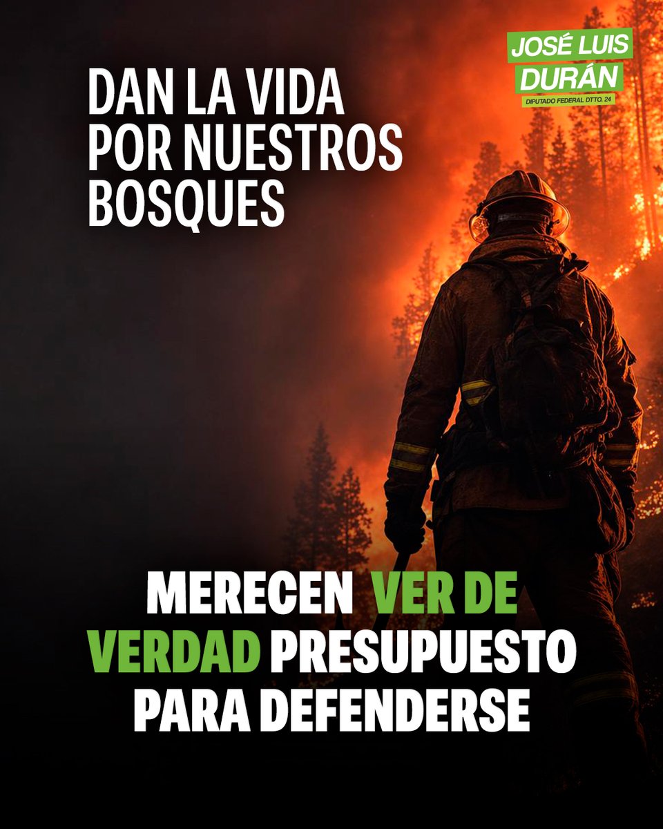 JLDuranMex's tweet photo. Mandar a alguien al fuego sin equipo no es exigirle heroísmo, es darle la espalda. 
En 2025 perdimos 12 combatientes, y es por ello que el #PartidoVerde trabaja para que la ley garantice presupuesto intocable en herramientas y protección especializada, porque ellas y ellos también merecen volver a casa.
#verdeverdad #joséluisdurán #somosverdes #naucalpan
