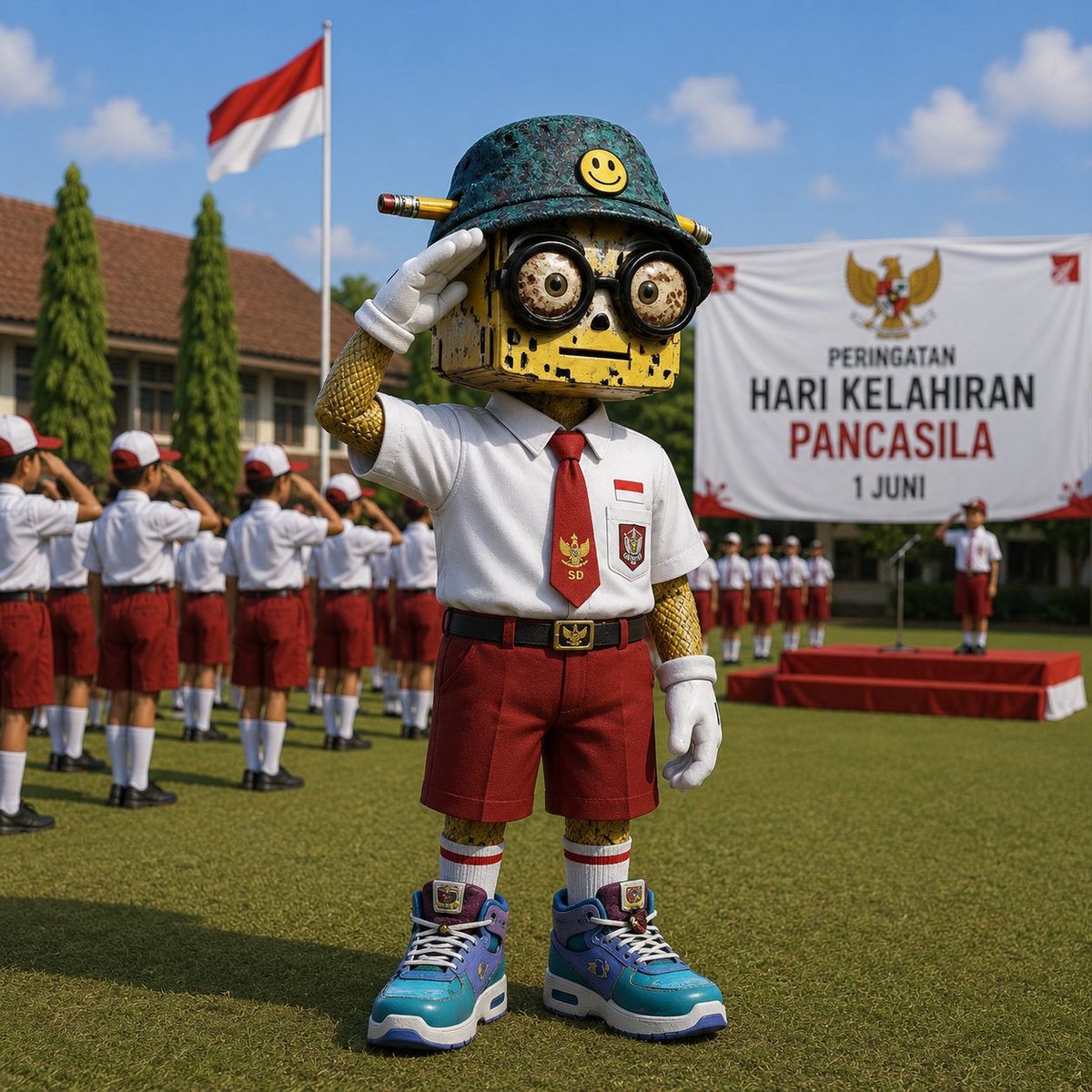 denugrha's tweet photo. From the ceremony grounds to every step of our journey @BudmoNFT
 
Pancasila remains the foundation of a progressive, strong, and dignified Indonesia. 

Pancasila : The Soul of National Unity Towards Golden Indonesia 2045. 🇮🇩 https://t.co/IfEja1SZsj