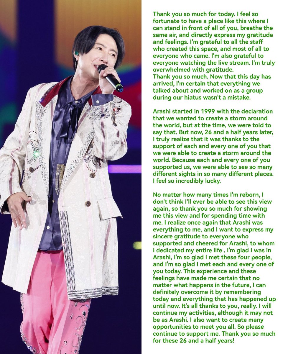 mrsmatsujundesu's tweet photo. Arashi's Final Concert Messages
💜💛💚

 🥺🥰😭 https://t.co/Sc9DU1gxln