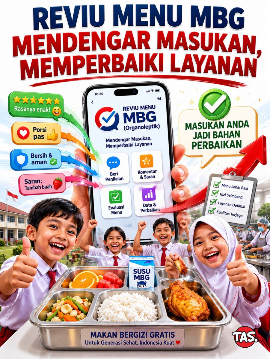 KaylaSwatantri's tweet photo. Setiap masukan Anda adalah kunci perbaikan layanan. Mari kawal bersama kualitas gizi seimbang dan kebersihan berkala demi tumbuh kembang optimal anak bangsa. #LanjutkanMBG 

RENJUN ECHOES BETWEEN US 25 Triliun
#EmpatKesepakatanStrategis https://t.co/HhGJDyPN1P
