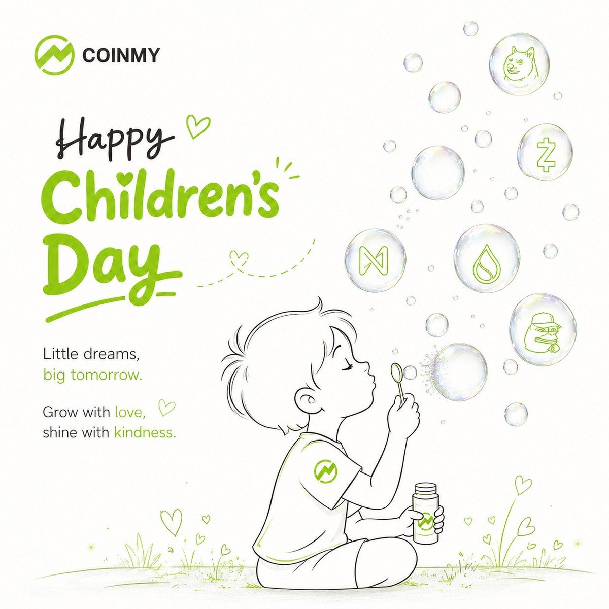 CoinMyX's tweet photo. As kids, we collected snacks. Now we collect bags &amp; stare at charts.

Happy Children’s Day! Quick CoinMyQuiz
🎁 50 USDT POOL (10 USDT x 5 winners)

To join:
✅ Follow @CoinMyX , like &amp; repost.
✅ Comment: Favorite token + UID
✅ One winner per each of the 5 tokens on the poster. https://t.co/yk3sytWv2k