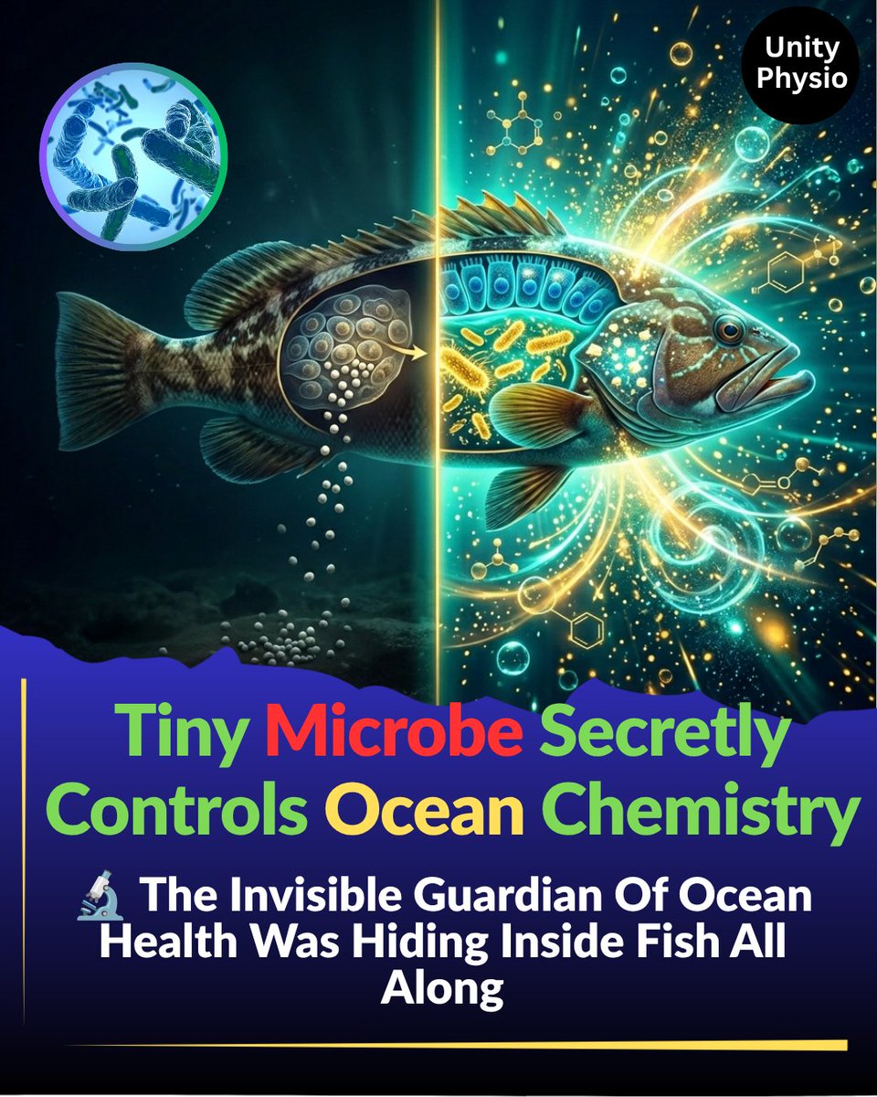 unityphysio1's tweet photo. 🌊 Scientists at University of Miami just discovered that bacteria living inside fish guts are secret co-producers of calcium carbonate — a mineral critical for ocean chemistry and the global carbon cycle. The ocean's health has a microscopic guardian nobody knew existed until https://t.co/iUuEw7EAJ2