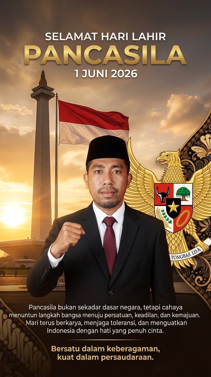 AbdulMusuri's tweet photo. "Pancasila Pemersatu Bangsa, Fondasi Perdamaian Dunia". 

Selamat Hari Lahir Pancasila!
Jayalah Indonesiaku!

#KemendesaPDT
#bangundesabangunindonesia
#BPSDMKemendesaPDT
#BersamaTPPBangunDesa https://t.co/aL2pvo1tbh