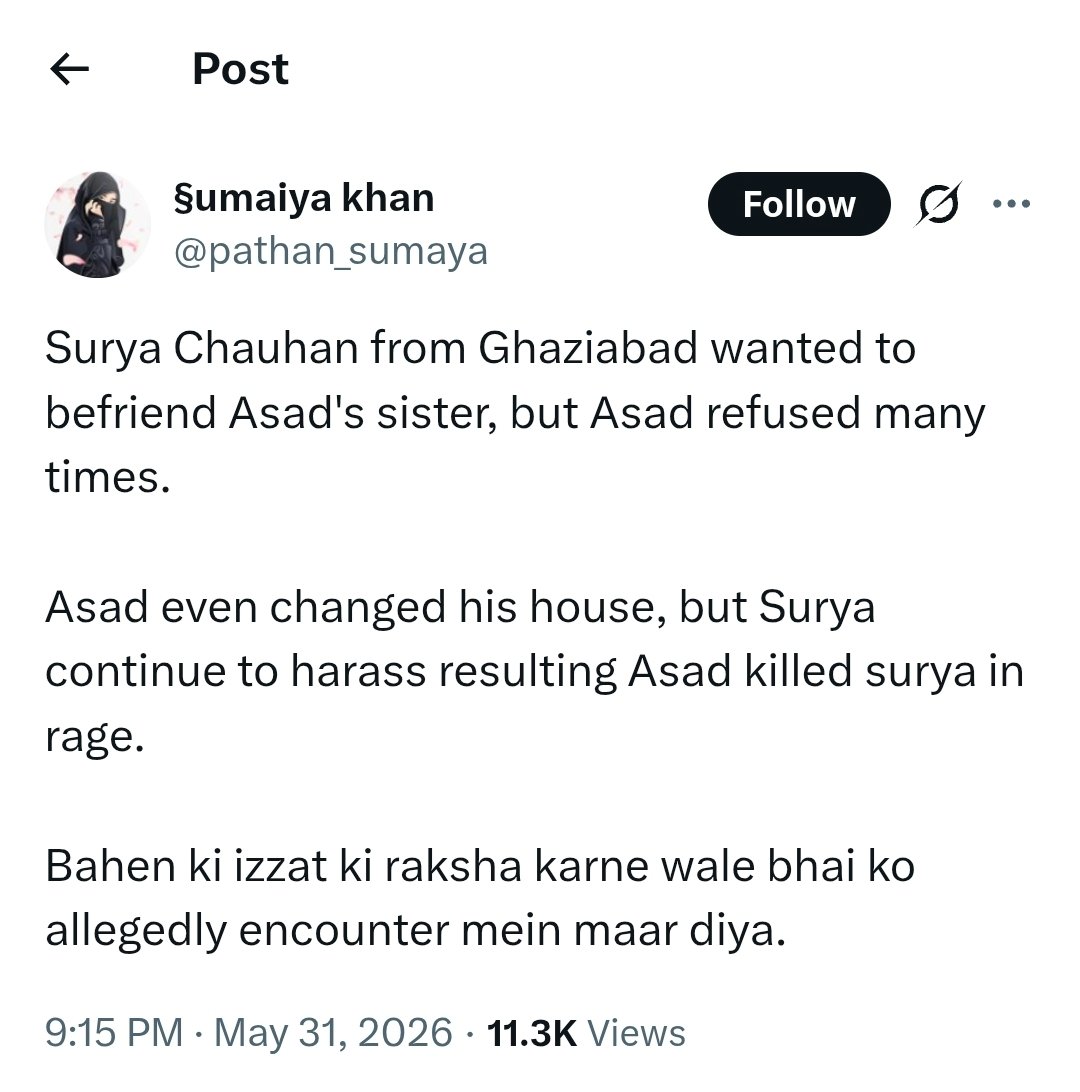 Incognito_qfs's tweet photo. Muslims are spreading fake news that Surya used to harass Asad's sister and that's why Asad killed him.

Don't be surprised, if they make a Mazaar for Asad and declare him a Sufi Saint. https://t.co/9SbCBwInRi
