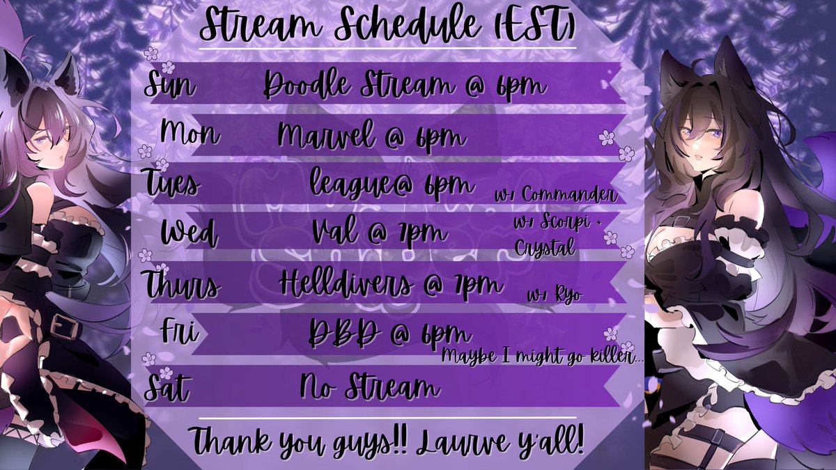 MusicalSniperVT's tweet photo. ⸜(｡˃ ᵕ ˂ )⸝♡  Here's my schedule from May 31st-June 6th! Link down below!!  

~My birthday-thon has officially ended so thank you all for coming out and giving what you can! ₊˚♪ 𝄞₊˚⊹   
💜🎼
୨ #ENVtuber 𓈒 #VTuberUprising 𓈒 #Vtuber ୧ https://t.co/H3LRE7gZiI