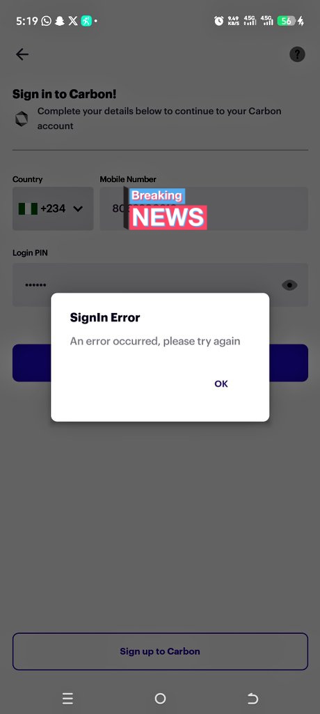 Uson1122's tweet photo. @get_carbon I can't log in to my account via thumbprint and password, what is the problem. Honestly speaking I can't take this more. https://t.co/sbdHGA6Zge