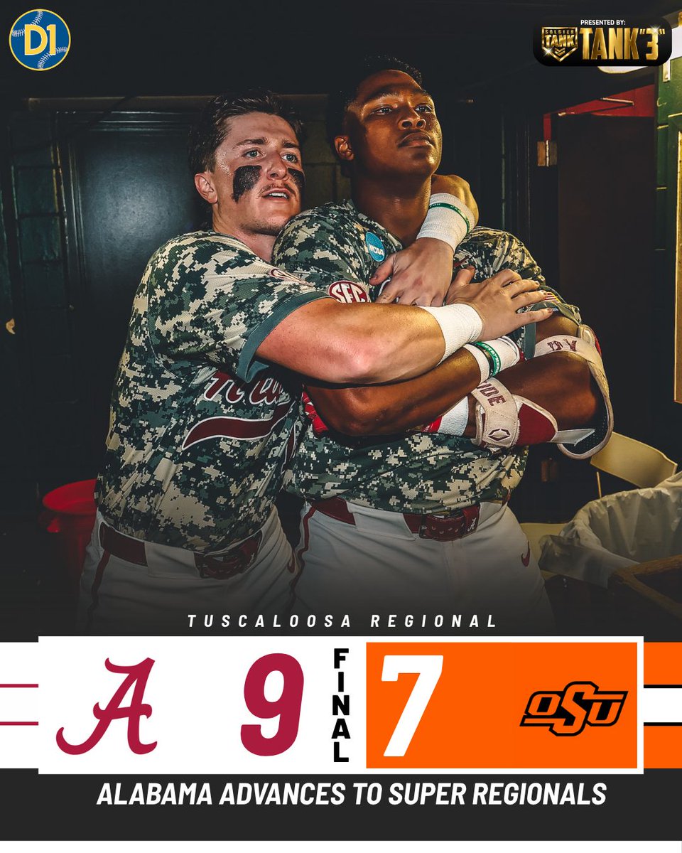 sec_d1baseball's tweet photo. .@AlabamaBSB IS HEADED TO SUPERS 🐘 

🤝 @soldier_sports https://t.co/o2itoSsbRI