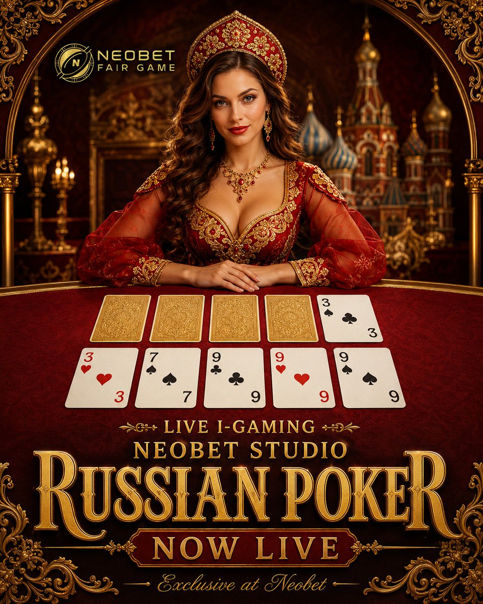 NeobetStudio's tweet photo. Russian Poker is NOW LIVE at NeoBet Studio! ♠️🔥 Step into the premium live i-gaming experience with a luxury table setup, smooth gameplay, and exclusive studio vibes. Watch the action, enjoy the atmosphere, and experience Russian Poker like never before.

#NeoBetStudio https://t.co/dO3yLCxl28