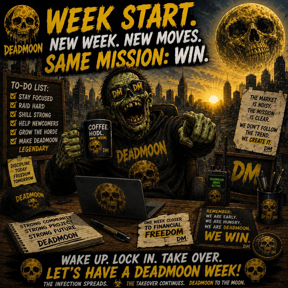 MoonInfection's tweet photo. 🧟‍♂️🌕 DEADMOON — WEEK START

A new week begins.

New opportunities.
New holders.
New survivors.

While others wait for the perfect moment,
the DeadMoon horde is already building.

This week:
✅ Stay active
✅ Support the community
✅ Grow the infection
✅ Stay focused on the mission

Remember:

The biggest gains are made before the crowd arrives.

Stay hungry.
Stay loyal.
Stay DeadMoon.

🧟‍♂️🌕 The infection spreads.