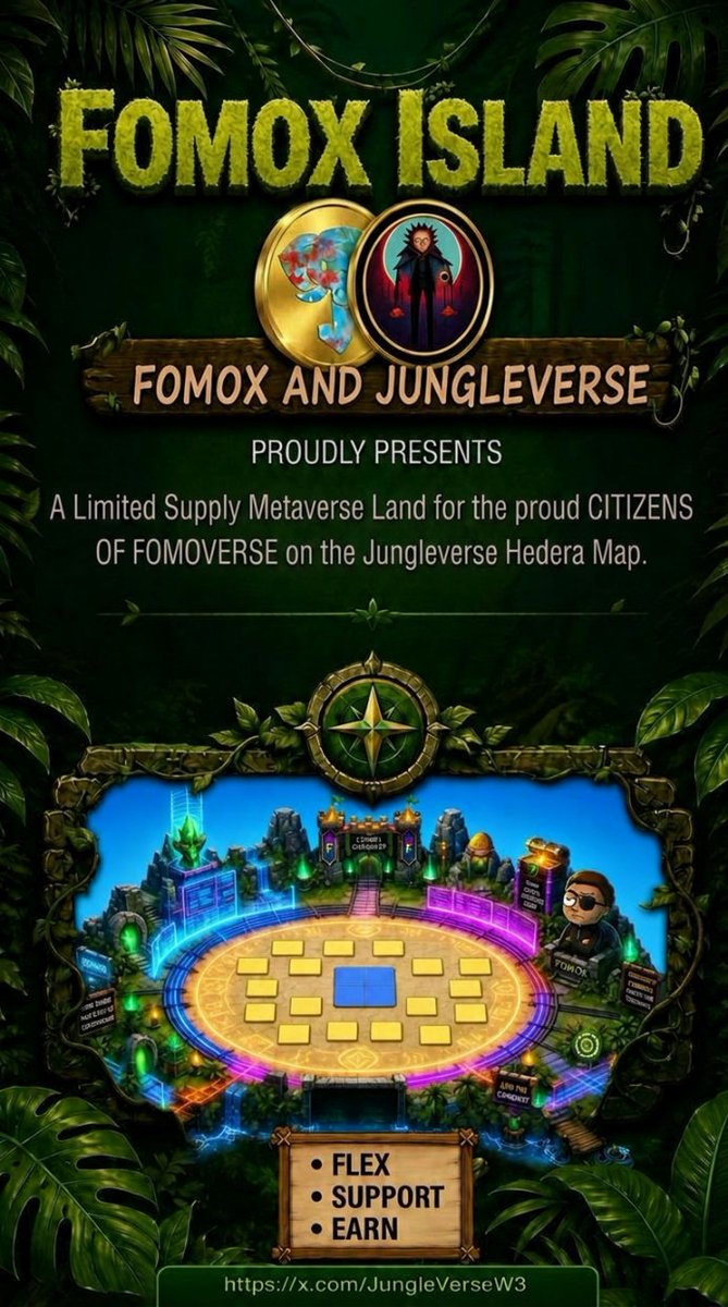 FOMOportal's tweet photo. FOMOx timeline has shifted, we’ve awakened on FOMOx Island!

But where exactly are we?

The landscape looks familiar, could it be the metaverse lands of @JungleVerseW3?

Join us in the JungleVerse Discord &amp; help uncover what happens when 2 worlds collab!

https://t.co/yWEcx3gKUh https://t.co/Tk6auhOP5q