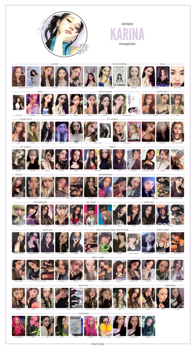 cherryiz0's tweet photo. aespa 에스파 All Album &amp; Exclusive Photocards Template ⋆ ｡ ° ☆ 
— Updated with Lemonade Album &amp; Exclusive Photocards  

Karina 카리나 Giselle 지젤 Winter 윈터 Ningning 닝닝  

୨୧ hq download : https://t.co/ReHkIVhu4q

⋆ ｡ ° ☆ Do not remove my user or claim as your own! https://t.co/F6dSFpDK8Y