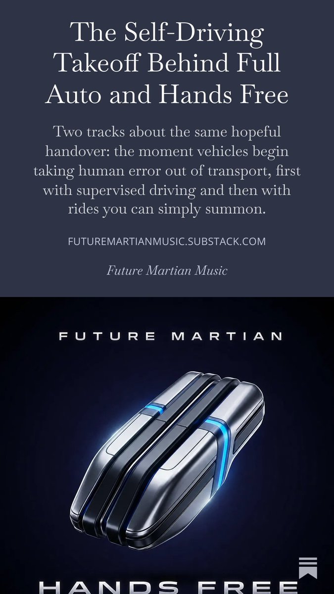 IoTnerd's tweet photo. Two tracks about the same hopeful handover: the moment vehicles begin taking human error out of transport, first with supervised driving and then with rides you can simply summon.
https://t.co/0Dtcylrpix https://t.co/OA7lIdKGFq