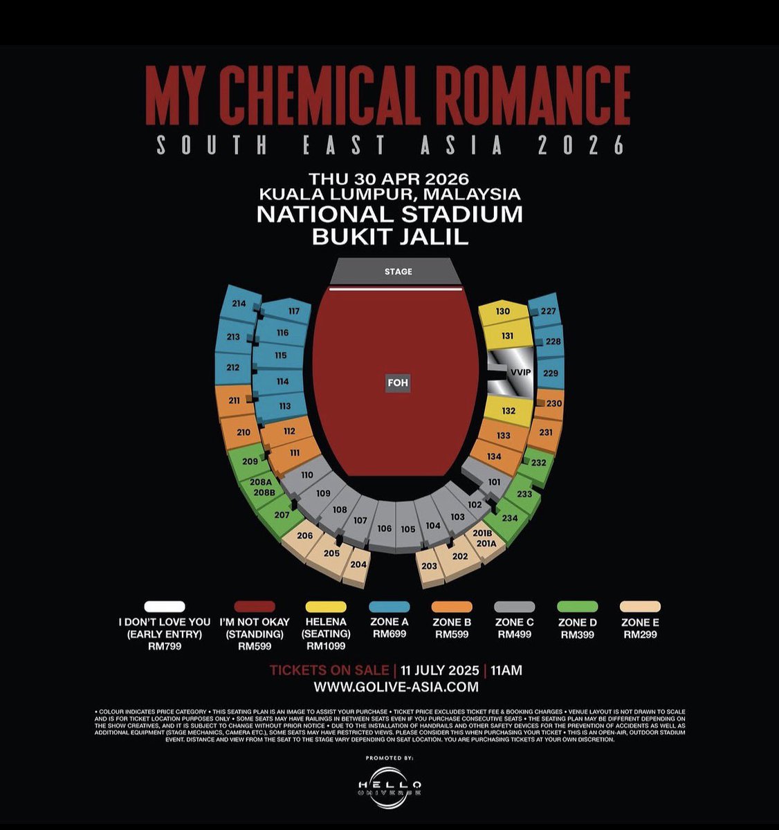 alipsyazwan62's tweet photo. Hello MCR loversss 💖✨

Aku ada 2 tiket MCR 🥹

📅 Date: 
19 Nov 2026 (1st Day)

🎟 Seats: 
Zone C, Section 104, Row J, Seat 06 &amp; 07

💵 Price: 
RM650 each (incl. tax)

Perfect view + worth the price 🫶🏻
Serious buyers only, DM sentiasa dibuka 💌 https://t.co/mUZSZSi2EV