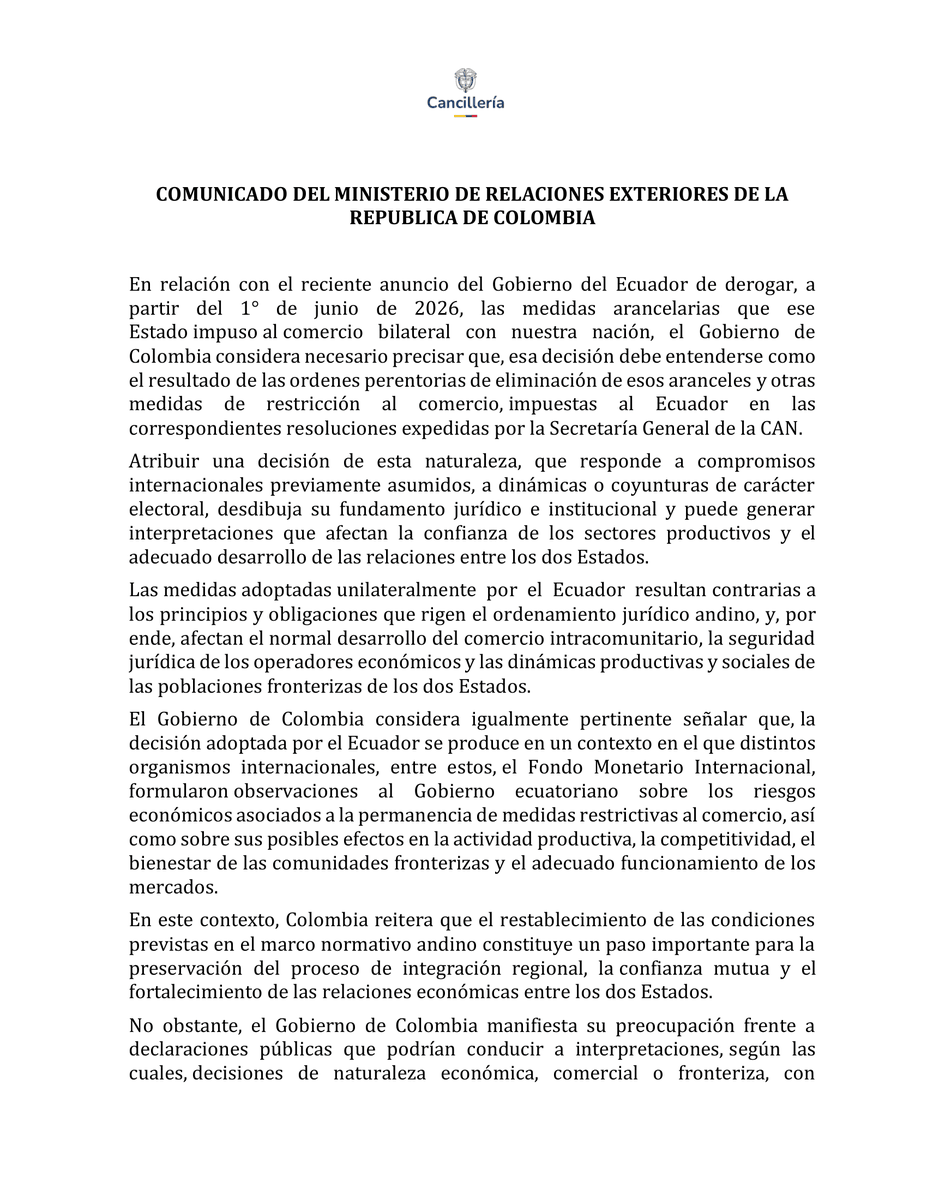 EmbColFilipinas's tweet photo. Comunicado de prensa. https://t.co/e0HGzUY1W8