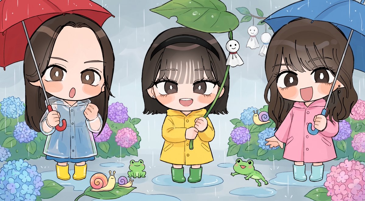 clinks_pr's tweet photo. 本日もお疲れさまでした！
デザイナーさんに描いていただいた
広報部員イラストを、AIで6月仕様にしました🐸☔️

絵が描けない私でも、AIのおかげで
デザイナーさんに手間をかけることなく
手軽にアレンジできて助かっています😊✨ https://t.co/LntnpwkvoY