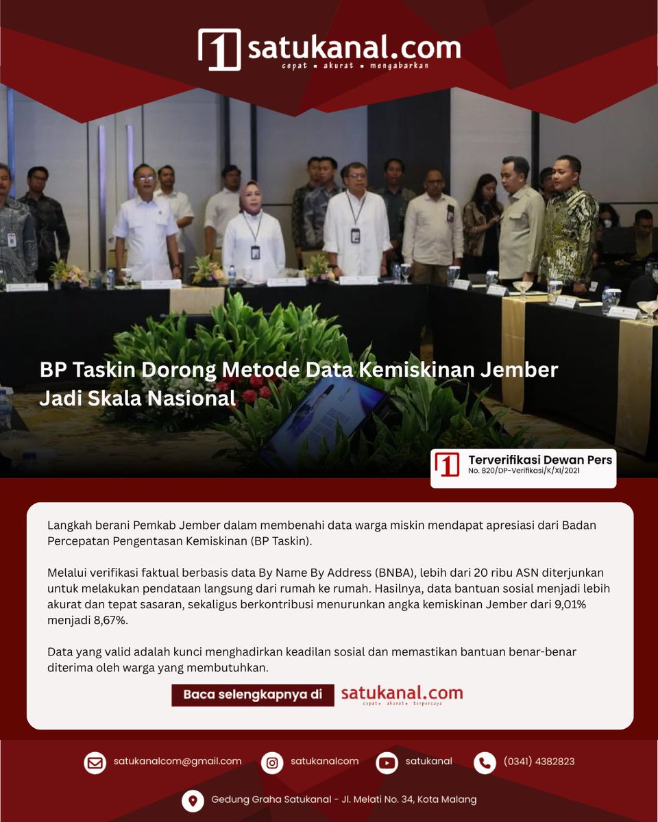 satukanalcom's tweet photo. BP Taskin Dorong Metode Data Kemiskinan Jember Jadi Skala Nasional

Baca selengkapnya di https://t.co/w6MFj22z70

#Satukanal #JemberBaruJemberMaju #PemkabJember https://t.co/kwQI9tKUsp