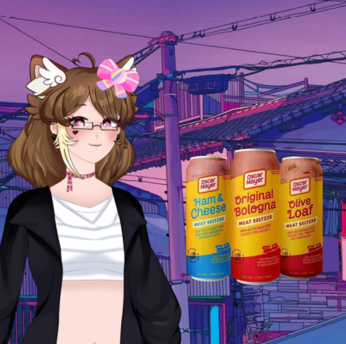 Commander_Xephy's tweet photo. You have your cheesedog yogurt. May I raise you - 

Bologna seltzer? (No I absolutely didn't poorly edit this uwu) https://t.co/5gwpmyIMqu