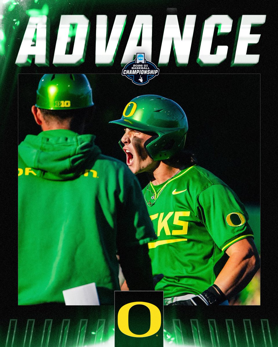 NCAABaseball's tweet photo. ALL DUCKS, NO GOOSE 🦆

(11) @OregonBaseball defeats Oregon State, 4-1, to advance to Super Regionals!

#RoadToOmaha https://t.co/ywbLJYoXiv