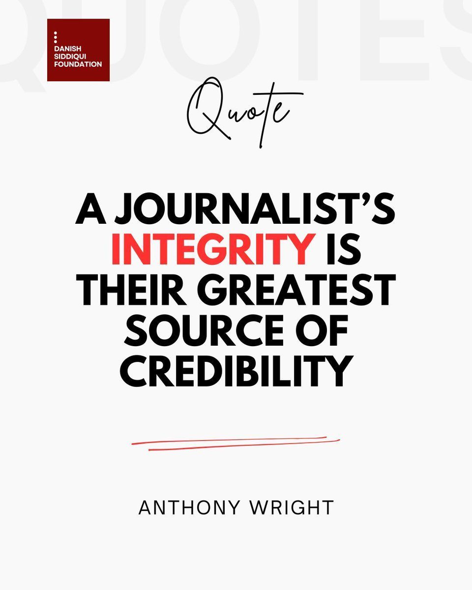 DSFAsiaOrg's tweet photo. "A journalist’s integrity is their greatest source of credibility." – Anthony Wright 

#MondayMotivation
#JournalismQuotes
#InspireJournalists https://t.co/GVWkEgPu9o