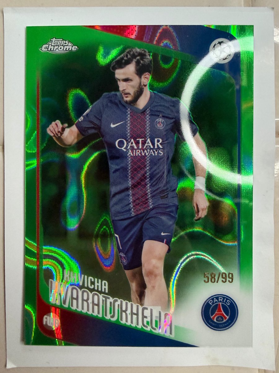 NinGex's tweet photo. The back-to-back UEFA Champions League winner Green Lava /99 ! 

PSG Khvicha Kvaratskhelia 
$35 - DM https://t.co/P0E49PjXj8