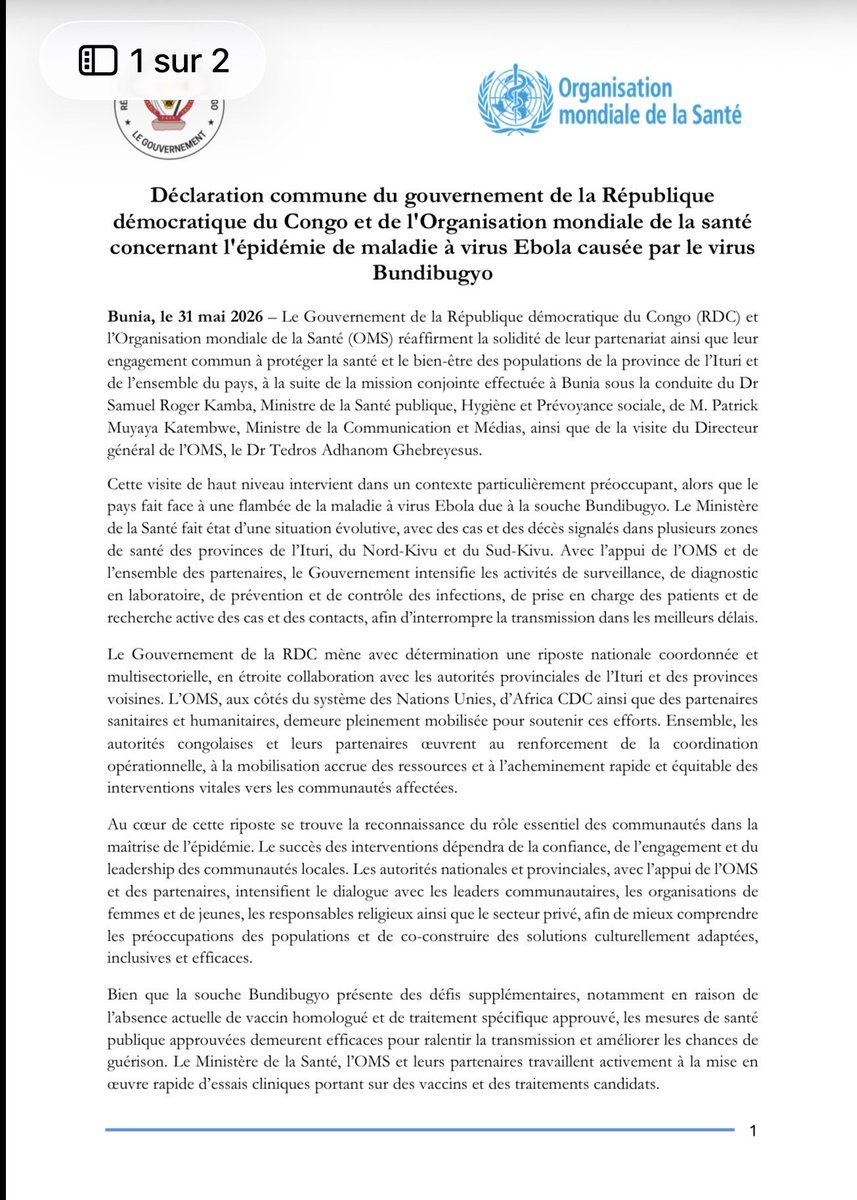 Ministère de la Communication et Médias/RDC tweet media