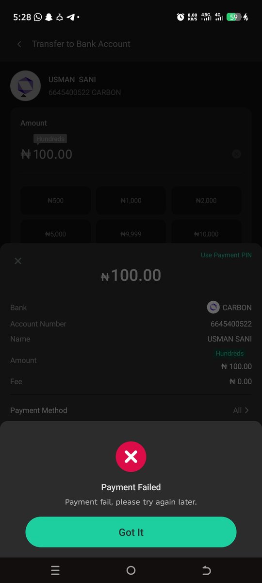 Uson1122's tweet photo. @get_carbon I can't even transfer money to my account as well as you can see https://t.co/C8bAYHvH0Y