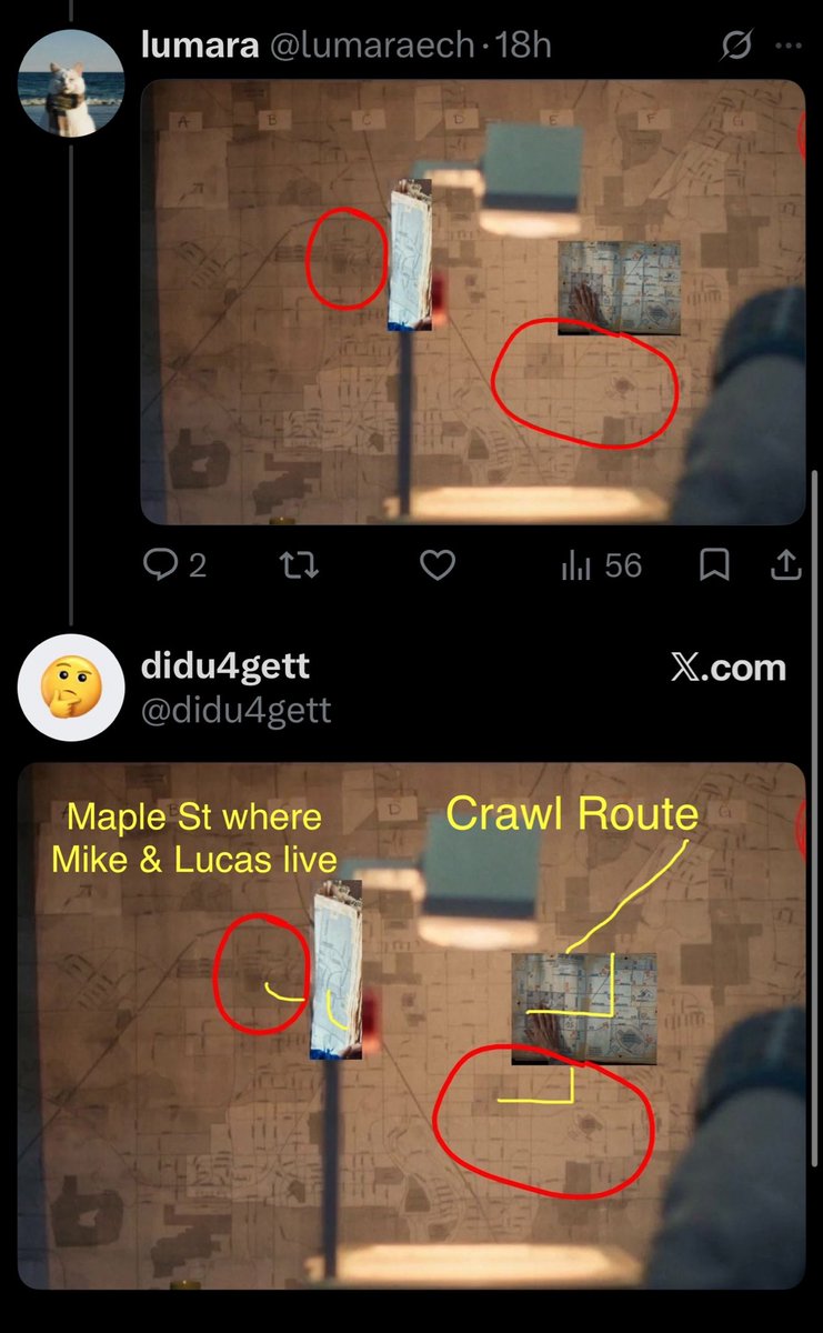 juno_comet's tweet photo. So the page it randomly switches too for a split second is maple street, aka MIKES STREET

Which leads me to believe that the double meaning of what Nancy begins saying is to do with Mike/the Wheelers house

(TYSM @didu4gett &amp; @lumaraech FOR FIGURING THE MAP OUT!) 

#lovewinsgate https://t.co/EoFEU7dCfd