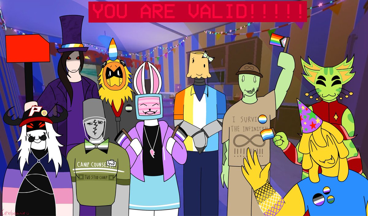 lexbeanie's tweet photo. HAPPY PRIDE MONTH!!!

to my fellow aspec people, you are valid, you are queer and you are part of the community! don’t let anyone tell you otherwise!!

#regretevator #regretevatorfanart https://t.co/o1p3GQ4wZ7
