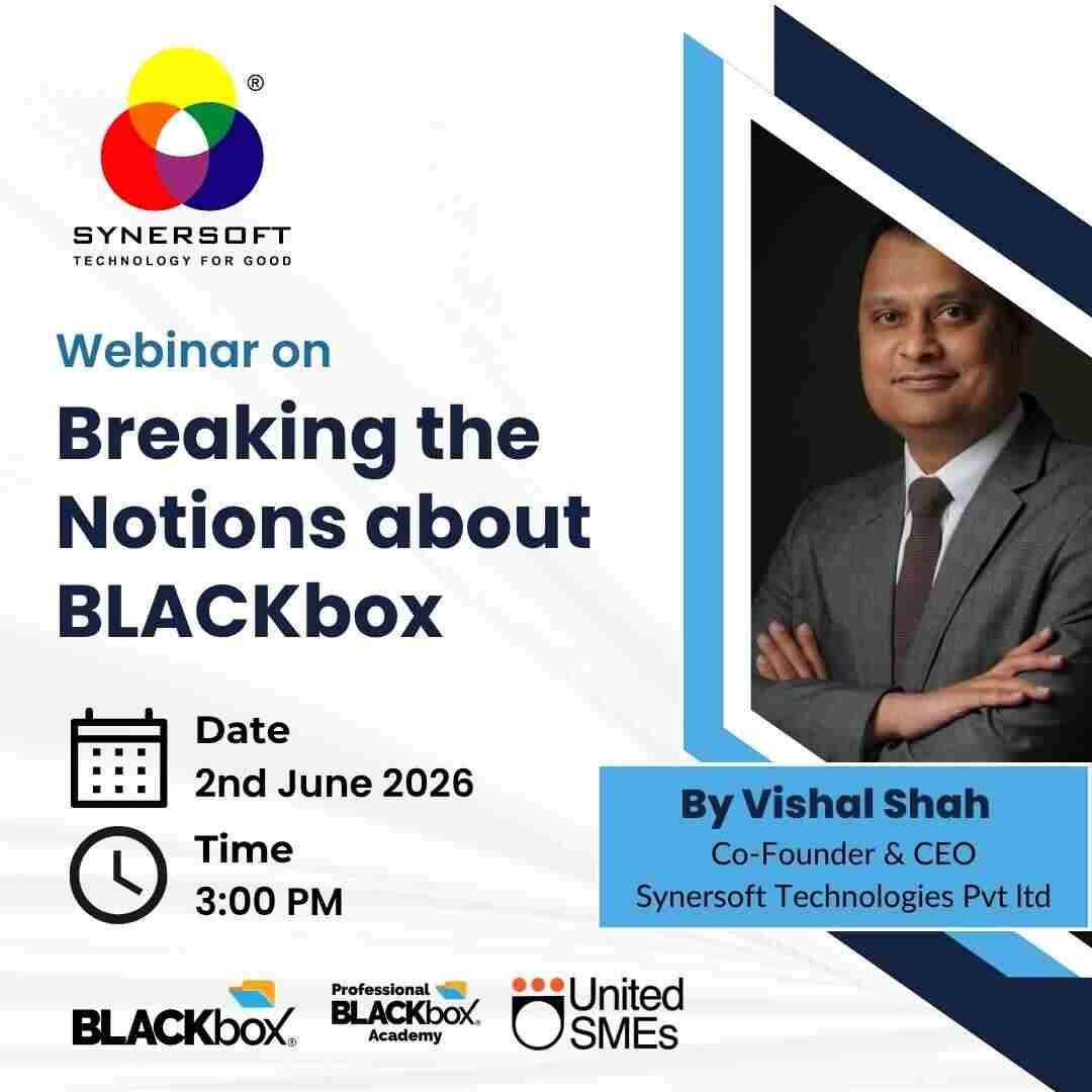 SynersoftTech's tweet photo. 🚫 Don't let myths compromise your data security! 

Join Mr. Vishal Prakash Shah for a masterclass debunking common misconceptions about BLACKbox features, costs, and real ROI.

🗓️ Date: 2nd June 2026 
🕒 Time: 3:00 PM

🔗 https://t.co/zKPb3K5XT8

#MSME #BLACKbox #Synersoft https://t.co/wQM7DNGivm