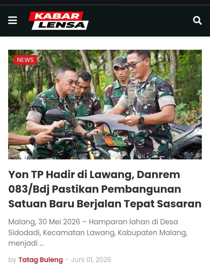 PedulirakyatCom's tweet photo. Yon TP Hadir di Lawang, Danrem 083/Bdj Pastikan Pembangunan Satuan Baru Berjalan Tepat Sasaran

https://t.co/tIGTOa7vqt https://t.co/TZqjGDGWgz