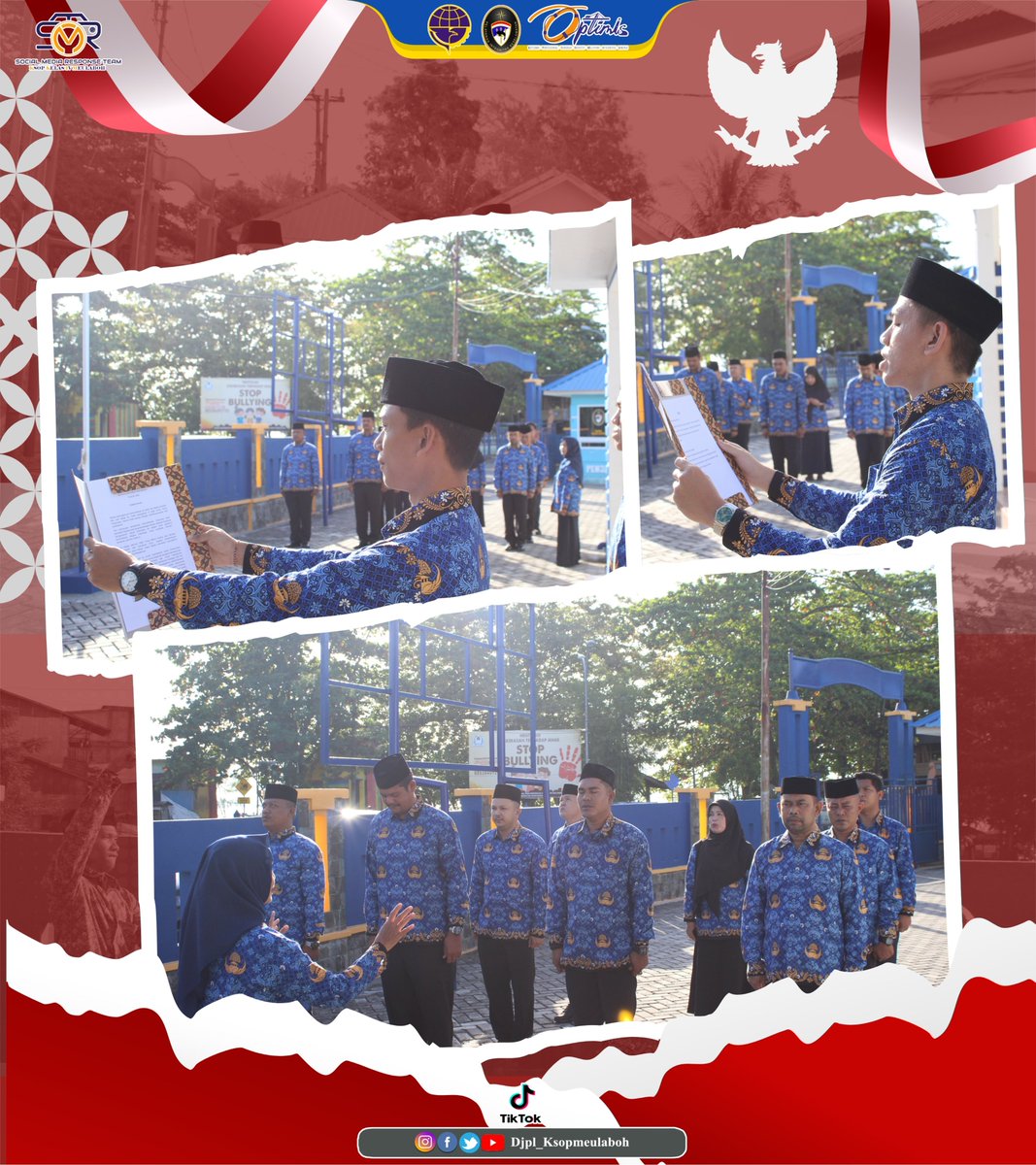 KMeulaboh's tweet photo. 1 Juni 2026, Kantor Kesyahabandaran dan Otoritas Pelabuhan Meulaboh melaksanakan Upacara Peringatan Hari Lahir Pancasila di halaman kantor KSOP Meulaboh, Upacara dilaksanakan dengan tertib dan khidmat. Selengkapnya......>>>https://t.co/uNse8lKmU4 https://t.co/sEBDkkS7al