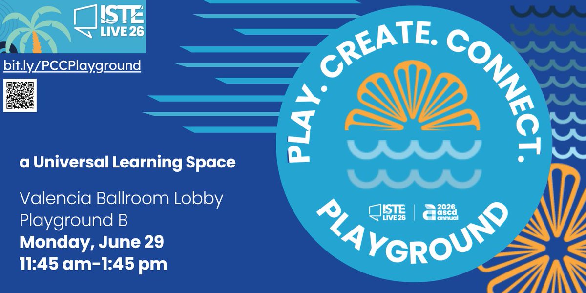 WickedDecent's tweet photo. What if PD felt like a playground? 🤔 Join us at the Play, Create, Connect Playground: A Universal Learning Space! Experience hands-on AR, AI, robotics, and UDL frameworks designed to give every learner a voice. 🚀 https://t.co/m82EHMkHPx
 #UDL #SpecialEd  #ISTE26 #ASCD26 #STEM https://t.co/aVwcqlT6dy