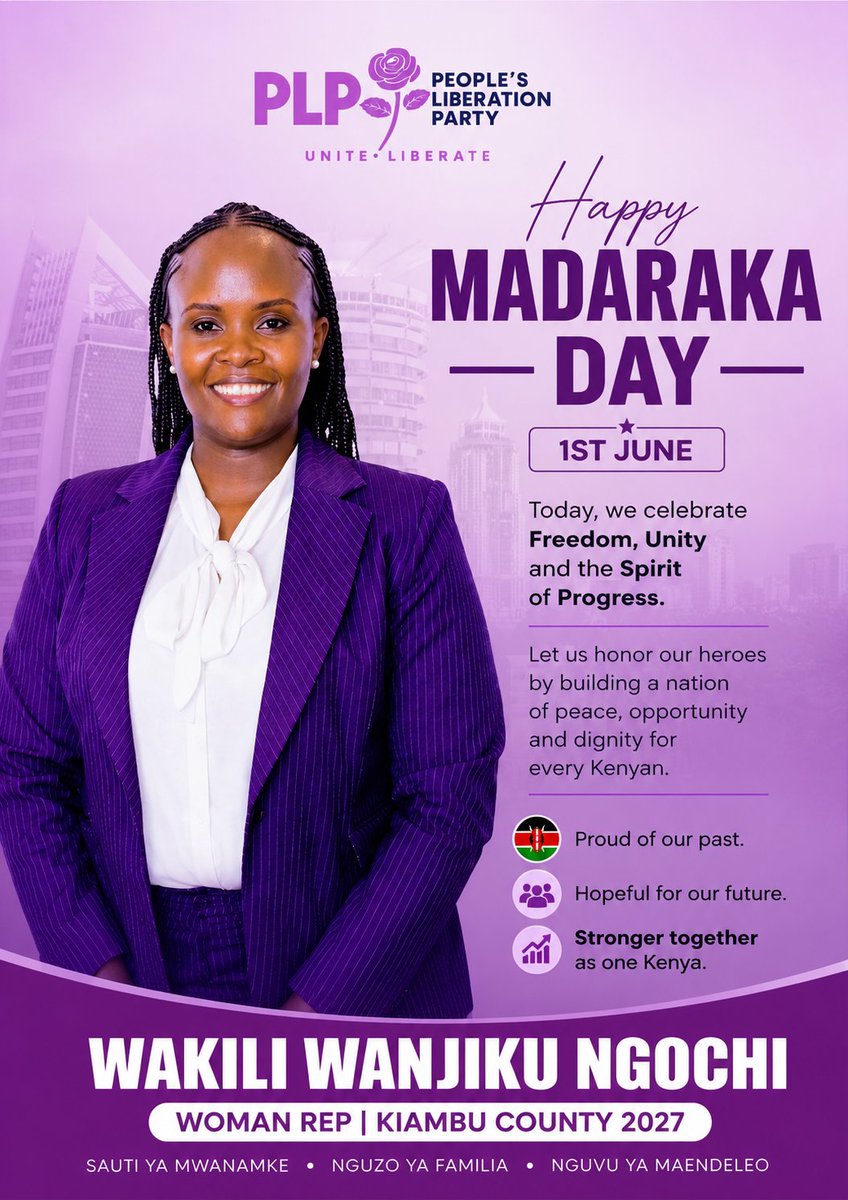 JaneNgochi's tweet photo. Today, we celebrate the spirit of freedom, unity and progress that defines our great nation. May we continue building a Kenya founded on justice, opportunity and dignity for all. Happy Madaraka Day!
Wakili Wanjiku Ngochi
Kiambu County Woman Rep 2027
#MadarakaDay #OneKenya https://t.co/cZj0vFb7iH