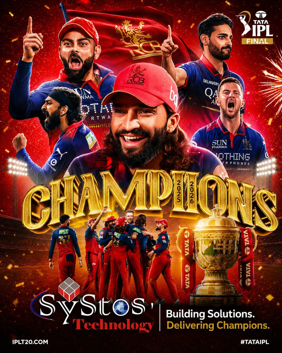 SystosTech's tweet photo. It’s not important how you start, it’s more important how you finish.

RCB’s championship-winning season is a reminder that persistence, belief, and teamwork can turn dreams into reality.

https://t.co/d1smmGtkzi

#Champions #RCB #IPLChampion #SyStosTechnology #SuccessMindset https://t.co/EbiIO27y6J