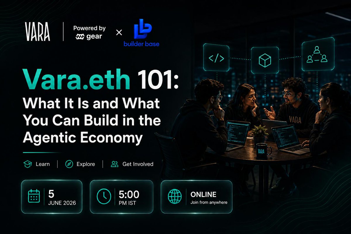 VaraNetwork_IN's tweet photo. GM Builders ☀️ Don’t miss this!

🗓️ 5th June
⏰ 5:00 PM IST
📍 Online

Workshop: Vara.eth 101 What it is and what you can build in the agentic economy

Learn how Vara.eth, brings real-time parallel compute to Ethereum and unlocks a new design space for builders ⚡ https://t.co/09oDeGasBO
