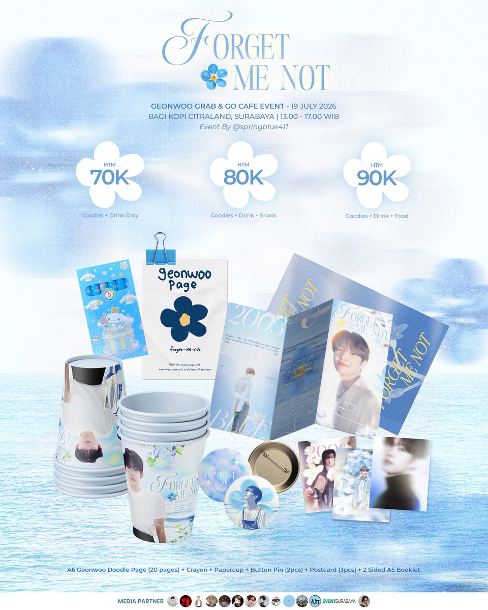 GEONWOOINTL's tweet photo. [🍀] 260601 — CAFE EVENT 

💙⋆˚✿ 𝙛𝙤𝙧𝙜𝙚𝙩-𝙢𝙚-𝙣𝙤𝙩
𝘌𝘷𝘦𝘳𝘭𝘢𝘴𝘵𝘪𝘯𝘨 𝘔𝘦𝘮𝘰𝘳𝘪𝘦𝘴.

Geonwoo Cafe Event.
By: @springblue411 

RSVP OPEN:
https://t.co/V5hxGS9FJu
Close: June 30th 2026 / until sold out

📆 Sunday, July 19th 2026
🕑 13.00 – 17.00 WIB
📍Bagi Kopi Citraland, Surabaya
💵 IDR 70.000 - IDR 90.000 (Include F&B)

#GEONWOO #건우 #ゴヌ #金虔佑  #ALPHADRIVEONE #ALD1 #알파드라이브원