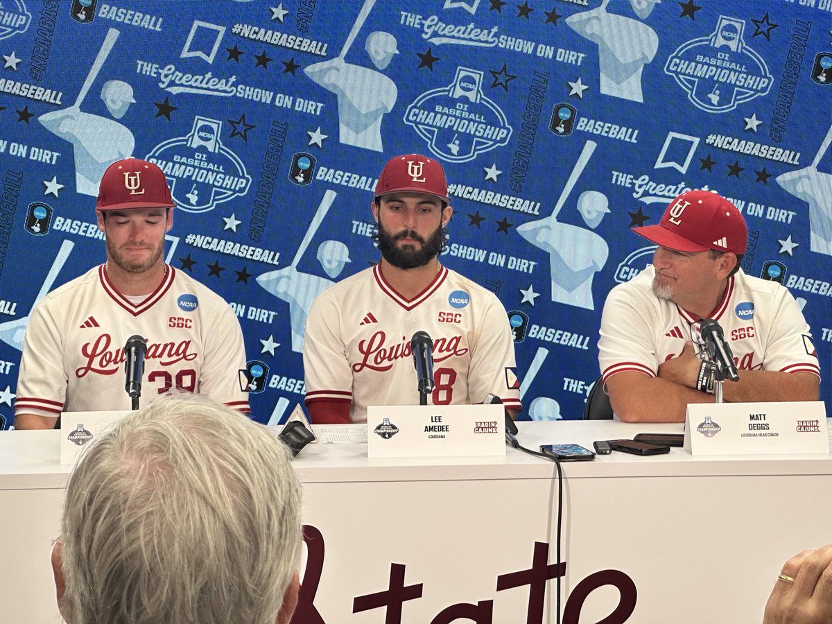 davidzedelstein's tweet photo. ⚾️ Louisiana head coach Matt Deggs says he will be rooting for Mississippi State to win it all

He says MSU played the game the right way

Says “to knock us out, they had to kill us, and they did”

Says MSU is a team in 30+ years coaching he thinks can go win it all https://t.co/WQVmX4bG9B