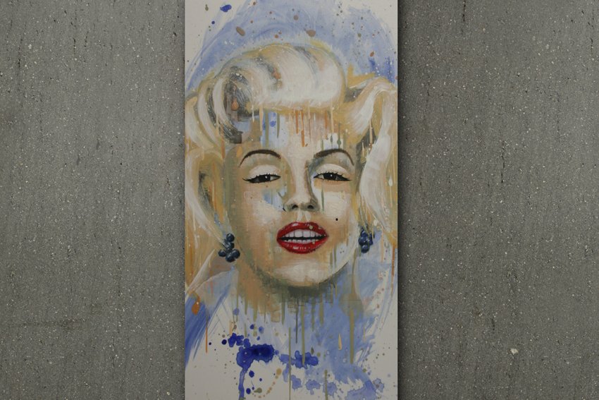 fhaase's tweet photo. Marilyn Monroe hätte heute ihren 100. Geburtstag gehabt. Die Ikone der Filmindustrie habe ich mehrfach als abstrakte Porträts gemalt, auf Leinwand und auf gebürstetem Alu-Dibond, aber auch ein Kugelporträt aus 2.500 durchsichtigen Acrylglaskugeln. 

#malerei #Marilyn #monroe https://t.co/vxVfb8UkXG